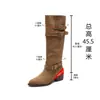 Hebilla de Cinturón Estilo Casual Botas Holgadas 2026 Otoño/Invierno Punta Fina Tacón Grueso Gamuza Corte Holgado Aumentadoras de Altura Caña Alta Botas Largas para Mujer