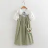 Vestido de tirantes dulce lindo japonés Verano Holgado Adelgazante Vestido versátil Camisa Dos piezas Al por mayor Moderno