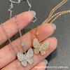 Collar de trébol de cuatro hojas con mariposa y fritillaria blanca de la familia Van de alta calidad, oro rosa de 18 quilates, clavícula directa de fábrica.