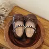 Zapatos de Princesa de Cuero para Niñas Primavera y Otoño 1-3 Años Suela Suave Moño Perla Zapatos Mary Jane Zapatos para Caminar de Bebé