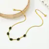 Estilo Coreano Elegante Cadena de Hoja Esmeralda Acero de Titanio Collar para Mujer Moda Trendy Ins Diseño Popular Cadena para Clavícula