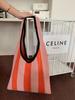 Nuevo Bolso Tejido Transfronterizo Bolso Tejido Nicho Rayado Bolso de Hombro Simple Moda Bolso de Mujer Bolso de Mano Bolso de Compras