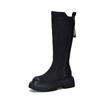 Botas largas para mujer hasta la rodilla con plataforma y tacón alto, forradas de vellón, cálidas, de algodón, otoño e invierno, de cuero, botas altas, botas de caballero