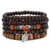 Pulsera de Cuentas de Madera de Estilo Bohemio Retro Europeo y Americano Transfronterizo, Juego de Varias Piezas, Pulsera Multicapa de Cuentas de Madera