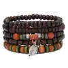 Amazon Venda Quente Transfronteiriça Pulseira de Contas Feita à Mão Masculina Moda Retrô Folhas Cruz Cinco Peças Pulseira