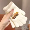 Luvas Infantis com Dedos Separados, Luvas Tricotadas Estilo Coreano para Meninos com Cinco Dedos, Luvas de Inverno Quentes para Alunos do Ensino Fundamental, Bebês Meninos e Meninas, Ciclismo