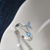 Venta Caliente Anillo de Dedo Índice de Espuma de Sirena Lujo Ligero Diseño de Nicho Anillo Abierto de Diamantes Cola de Pez Alto Sentimiento Elegante