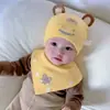 Gorros de Bebé para Otoño e Invierno 0-12 Meses Gorro para Recién Nacido Bufanda Triangular de Algodón Puro Gorro con Capucha para Bebé Suave y Protector para la Fontanela