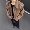 Chaqueta de gamuza de alta gama para hombre, estilo corto de primavera y otoño con solapa, vibra de marca americana moderna, chaqueta de béisbol retro