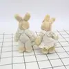 Juguete de peluche pareja conejo de lino muñeca tela de flores articulado Conejo bolsa colgante joyería diy muñeca decorativa conejo
