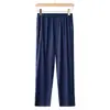 Pantalones de pijama de algodón finos de verano para adultos mayores de mediana edad tejidos en primavera, pantalones de casa de algodón para padre, hombre mayor, una generación de pelo