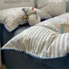 Conjunto de cama simples de outono e inverno de algodão puro escovado de quatro peças, capa de edredom espessa 100% algodão e um conjunto de lençóis de três peças luxuoso e de alta qualidade