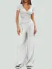 Conjunto de Pantalones Anchos de Verano 2026 Transfronterizo Europeo y Americano para Mujer, Conjunto de Dos Piezas de Ropa Deportiva de Manga Corta, Adecuado para Múltiples Ocasiones, Casual y para Ir al Trabajo
