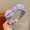 Diadema Floral de Estilo Coreano para Niñas con Ala Ancha y Lazo, Linda Diadema de Orejas de Conejo para Niñas, Suave con el Cabello