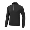 Camiseta de Manga Larga de Secado Rápido con Cuello Alto y Media Cremallera para Hombre, Camiseta Base Elástica para Fitness al Aire Libre y Running, Talla Grande, Top Deportivo
