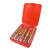 Juego Pequeño de 3 Piezas de Brocas Cónicas + Juego Pequeño de 3 Piezas de Brocas Dentadas + Empaque Pequeño de Caja Roja para Carpintería, Madera y Plástico, Perforación, Apertura de Agujeros y Expansión de Agujeros