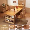 Mesa de Jantar Toda em Madeira Maciça para Uso Doméstico, Adequada para Apartamentos Pequenos, Mesa de Jantar Simples para Casa Alugada, Mesa de Jantar e Cadeiras na Cor Nogueira, Mesa Ilha, Balcão de Bar com Armazenamento