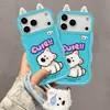 Colgante de teléfono de felpa con orejas de cachorro, compatible con fundas de teléfono Apple 18, funda de silicona para iPhone 16, 17 Pro Max, soporte dual, 15, lindo
