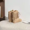 Botas Martin Retro de Suela Plana con Aumento Oculto de Altura, Botas de Moda con Cordones y Borlas, Botines Vaqueros Western Elegantes y Cómodos de Gamuza