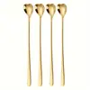 Venta al por mayor del fabricante Acero Inoxidable 304 Mango Largo Cuchara para Hielo Casera Cuchara para Revolver Té con Leche Café Cuchara para Postre Transfronterizo