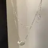 Collar de Plata de Ley S925 con Zirconia y Concha para Mujer, Nicho de Gama Alta, Lujo Accesible, Moda Versátil, Cadena para Clavícula, Nuevas Tendencias en Accesorios