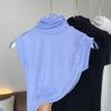 Tiro real elegante camiseta de manga corta con cuello alto todo partido para mujer verano ajuste ceñido chaleco de cuello alto sin mangas camiseta interior negra