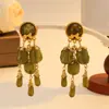 Pendientes Vintage de Borla con Forma de Gota de Aceituna para Mujer, Pendientes Versátiles de Estilo Retro de Corte Nicho