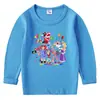 2026 Nova Camiseta Infantil de Primavera e Outono Gola Redonda Desenho Animado Manga Longa Camiseta Básica Conjunto para Meninos e Meninas Camiseta de Algodão