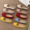 Sapatos Baixos Vermelhos Femininos Primavera Novos Estilo Francês Suaves Sapatos Estilo Bailarina Feijão Amarelos de Salto Alto