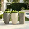 Design que afina a cintura Vaso de flor GRC curvas suaves forma elegante entrada de B&B de chão paisagem plantas verdes vaso grande