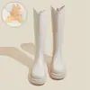 Botas Botas Femininas 2024 Novo Outono e Inverno Solado Grosso Forrado com Lã Meia-Panturrilha Botas Altas Botas de Cavaleiro Botins