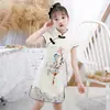 Nuevo Cheongsam de Manga Corta de Verano Cheongsam Chino Mejorado para Bebé Vestido Étnico Infantil