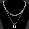 Cadena de hueso de serpiente con colgante geométrico personalizado, conjunto de cadena 0, cadena para el cuello, collar de cadena doble de tendencia de acero de titanio con viento europeo y americano