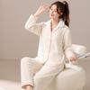 Pijama Feminino em Fleece Coral, Espessado e Macio, Roupa de Casa Feminina, Conjunto Masculino Confortável em Fleece de Algodão, Roupa de Casal para Outono e Inverno