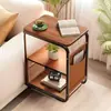 Mesa lateral móvel para sala de estar, carrinho pequeno de dois níveis estilo vintage, prateleira de armazenamento, mesa de centro para sofá, mesa de cabeceira, escrivaninha de computador