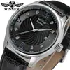 Reloj Mecánico Semi-Automático Winner para Hombre, Casual de Negocios, Calado, Incrustado con Diamantes, Calendario, Venta al por Mayor, Blanco
