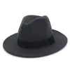 Sombrero de ala ancha de imitación fieltro estilo europeo y americano para primavera, otoño e invierno Sombrero bombín de lana retro británico Sombrero de viaje Panama Jazz para hombres y mujeres