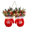 Luvas Luminosas de Natal Transfronteiriças Guirlanda de Bolas de Natal Pendente de Parede Pinha Artificial de Natal Arranjo Circular de Videira com Frutas Vermelhas Pingente
