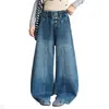 Pantalones vaqueros de nuevo estilo de otoño para niñas mayores, ropa infantil, jeans curvos de corte holgado para niñas, elegantes y versátiles