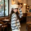 Gorro Octagonal con Orejas de Gato para Mujer Otoño Invierno Japonés Dulce Fresco Bordado Boina Hace que la Cara se Vea Más Pequeña Celebridad de Internet Orejas Lindas Boina