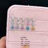 Pendientes de Acero de Titanio 316L, Moda de Lujo Ligero, Estrella de Cuatro Puntas Dopamina Dulce y Fresca, Clavos para Cartílago de Oreja de Trébol de Cuatro Hojas, Pendientes de Nicho de Gama Alta
