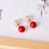 Pendientes de cuentas redondas cuadradas con microdiamantes incrustados, pendientes de perlas y flores de moda, pendientes festivos de la suerte rojos del año de nacimiento para mujer