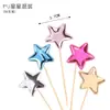 Enfeites para Decoração de Bolo de Aniversário Inserções Brilhantes de PU em Formato de Coração Bandeirinhas de Estrela de Cinco Pontas Toppers Brilhantes para Cupcake