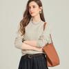 [100% Lã] Outono e Inverno Casual Mais Fácil de Combinar Para o Trabalho Gola Redonda Fio Diferente Camisa de Lã Tricô Feminina Base
