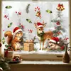 Estilo Acuarela Curativo Bosque Navideño Animalitos Pegatinas Electrostáticas para Ventana Sin Pegamento Sin Daño al Vidrio Sala de Estar Ventana Decoración Festiva
