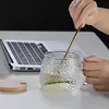 Vidrio martillado Taza de vidrio de boro y silicio alto para beber agua Taza de gran capacidad Taza hervidor de agua Taza de agua colorida con asa Desayuno Leche