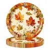 Nuevo Juego de Vajilla de Papel y Servilletas con Temática de Acción de Gracias Hojas de Arce Calabaza Retro Transfronterizo Decoración Suministros