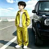 Conjunto de Corta-Vento com Capuz para Meninos Primavera e Outono, Conjunto Esportivo Elegante de Duas Peças Estilo Coreano para Crianças Maiores