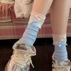 Meias Lolita Estilo Ballet com Renda, Meias Doces Femininas de Cano Médio, Versáteis Meias de Algodão Série Miu com Laço, Meias Largas