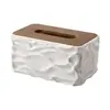Caja de pañuelos ondulada, caja de papel para el hogar de lujo ligero, empalme de PP + tablero de densidad, caja de almacenamiento de escritorio con textura de onda, cubierta de pañuelos para sala de estar, dormitorio, comedor, decoración moderna y simple